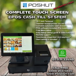 POSHUT Complete Touch Screen POS EPOS Cash Till System Starter System - No Monthly Fee (S100)